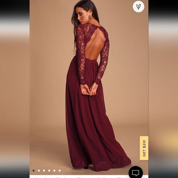 Lulus Dresses & Skirts - Lulu’s awaken my love gorgeous burgundy long sleeve open back maxi dress size S